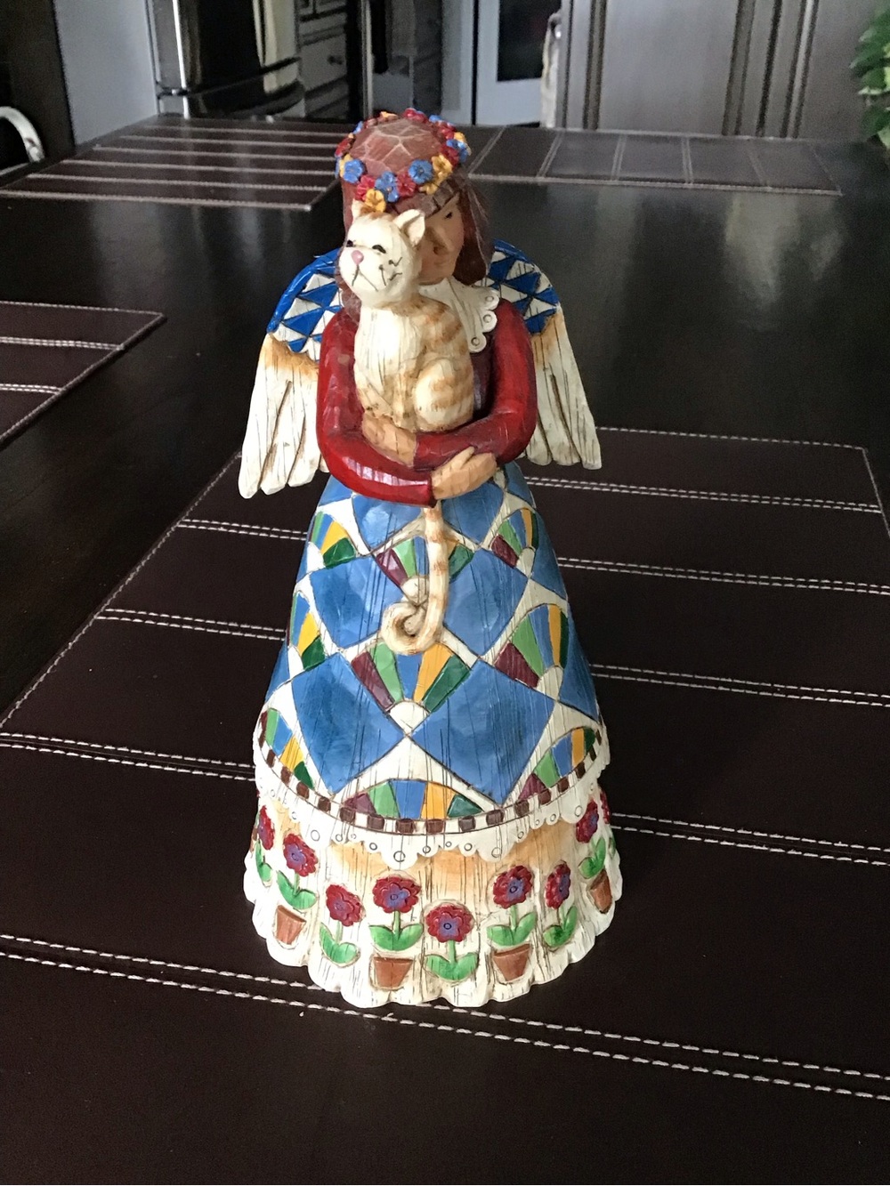Jim Shore Blue Multicolor Angel Figurine Holding Cat